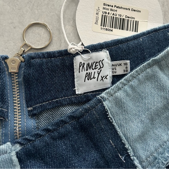 Princess Polly Sirena Patchwork Denim Mini Skirt, Blue S US 6 - Picture 4 of 7